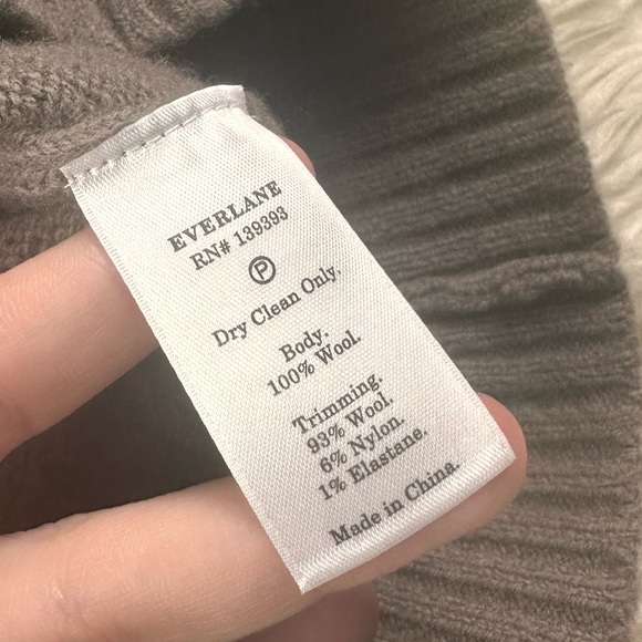 Everlane The Felted Merino Shawl Collar Sweater Taupe Gray - Picture 4 of 5